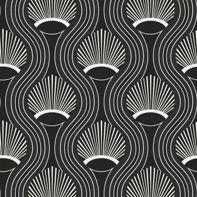 Mitchell Black Coed Riviere 10' L X 24" W Wallpaper Tile In Black