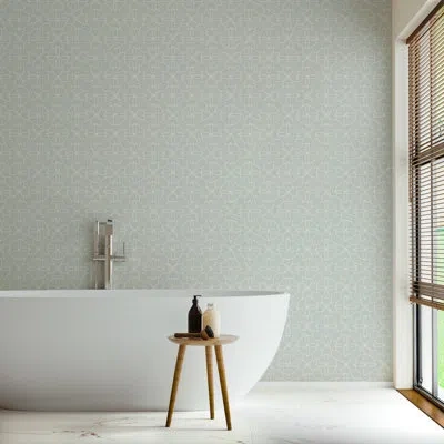 Mitchell Black Court Rosette - Pale Mineral Blue Wallpaper
