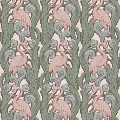 Mitchell Black Deco Heron - Wallpaper In Sunwashed