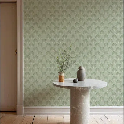 Mitchell Black Deco Lily - Green Wallpaper