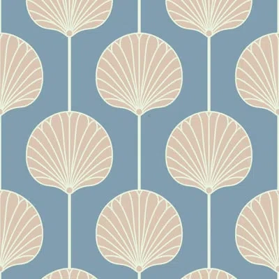 Mitchell Black Deco Lily Large - Coastal Blue Wallpaper