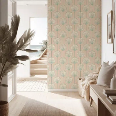 Mitchell Black Deco Lily Large - Pink Sand Wallpaper