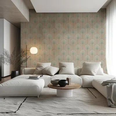 Mitchell Black Deco Lily Large - Pink Sand Wallpaper In Gray