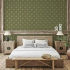 Mitchell Black Deco Lily - Olive Wallpaper In Multi