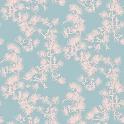 Mitchell Black Fairy Forest Baby 10' L X 25" W Peel And Stick Wallpaper Panel In Baby Blue