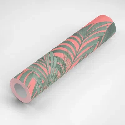 Mitchell Black Floating Palms 18' L X 24" W Peel And Stick Wallpaper Roll In Coral,green