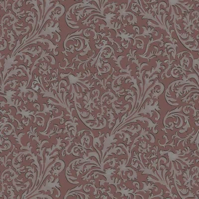 Mitchell Black Florentine Vine - Crimson Wallpaper In Brown