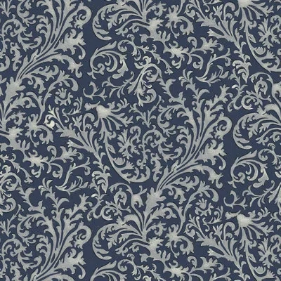 Mitchell Black Florentine Vine - Deep Blue Wallpaper
