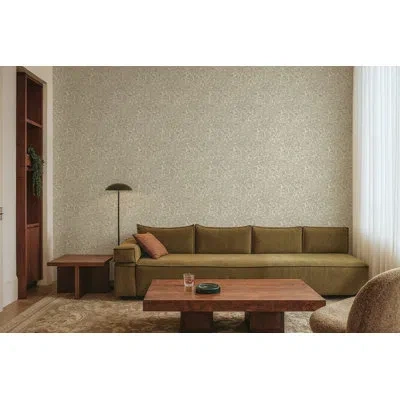 Mitchell Black Florentine Vine - Linen Wallpaper In Beige;cream