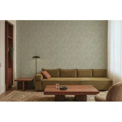 Mitchell Black Florentine Vine - Thyme Green Wallpaper In Green;cream