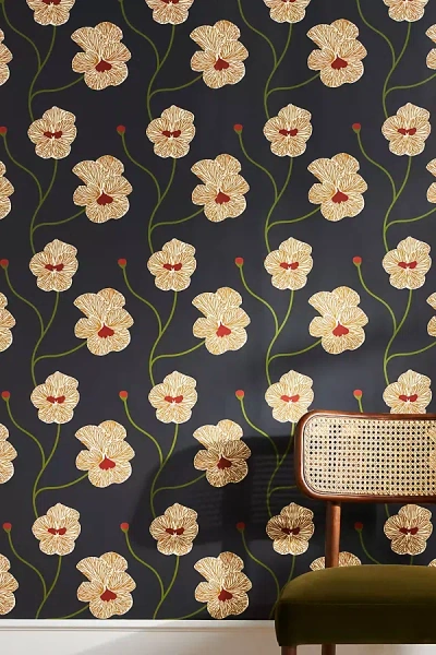 Mitchell Black Flourish Wallpaper In Multi