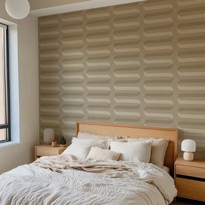 Mitchell Black Folding Ribbon - Wheat Wallpaper In Brown;tan