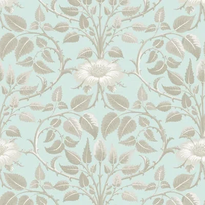 Mitchell Black Garden Vine - Alabaster Blue Botanical Wallpaper In Green