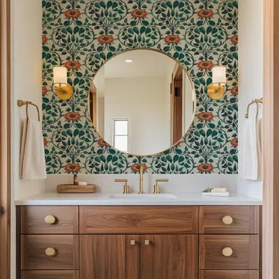 Mitchell Black Garden Vine - Emerald Green Botanical Wallpaper