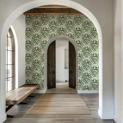 Mitchell Black Garden Vine - Ivy Green Botanical Wallpaper