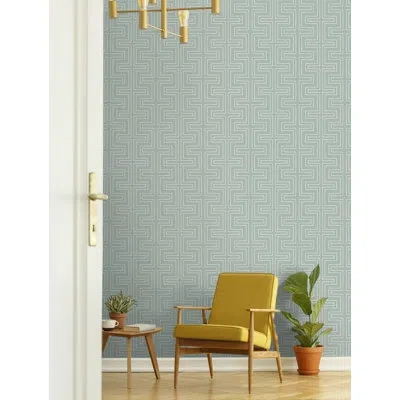 Mitchell Black Halsted Lake 10' L X 24" W Peel And Stick Wallpaper Roll In Blue