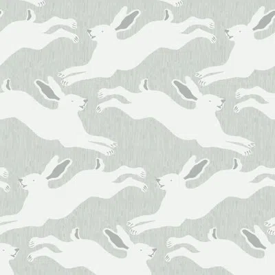 Mitchell Black Hopping Hares - Mist Blue Wallpaper