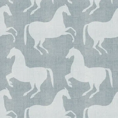 Mitchell Black Horses 10' L X 24" W Wallpaper Roll In Pewter Blue