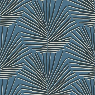Mitchell Black Isle Of Palms Wallpaper In Navy Denim
