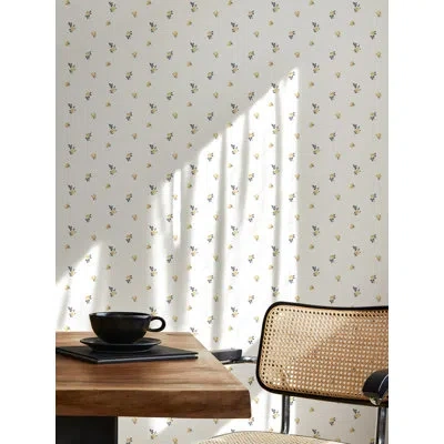 Mitchell Black Lady Charlotte Miniature Roses 10' L X 24" W Peel And Stick Wallpaper Roll In Gold