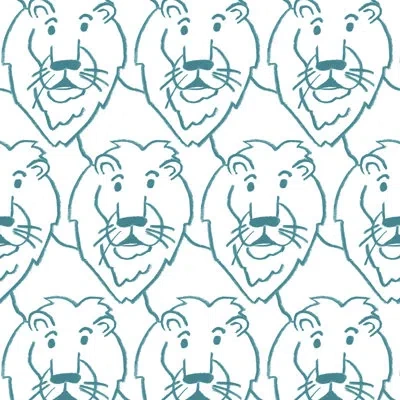 Mitchell Black Lions! 10' L X 24" W Peel And Stick Wallpaper Roll In Blue,white