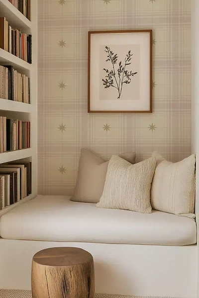 Mitchell Black Mariners Grid Stripe Geometric Wallpaper In Neutral