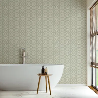 Mitchell Black Mod Block - Parchment Sage Wallpaper In Green;cream
