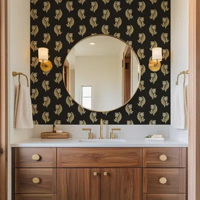 Mitchell Black Morning Glory - Shadowed Hay Botanical Wallpaper In Black;yellow