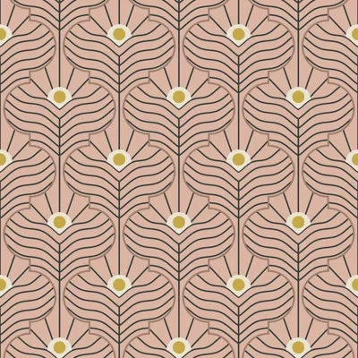 Mitchell Black Moroccan Peacock 10' L X 24" W Wallpaper Roll In Peach