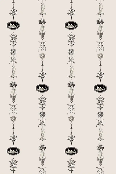 Mitchell Black Neo-classical Striped Wallpaper