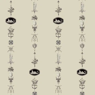 Mitchell Black Neoclassical Stripe -  Wallpaper In Brown