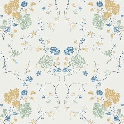 Mitchell Black Nomad Floral Lace 10' L X 24" W Wallpaper Roll In Natural Cotton