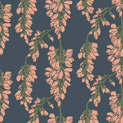 Mitchell Black Nomad Heart Breaker 10' L X 24" W Wallpaper Roll In Blue