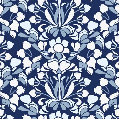 Mitchell Black Nomad Snapdragon 10' L X 24" W Wallpaper Tile In Navy Blue