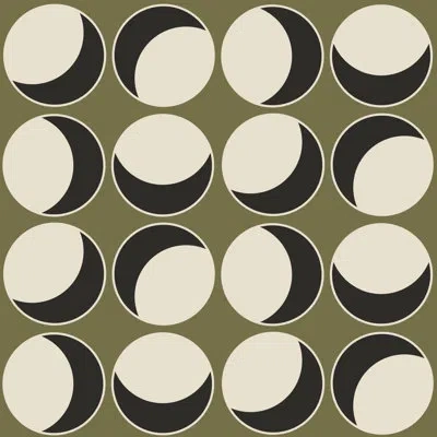 Mitchell Black Offset - Olive Linen Wallpaper In Green