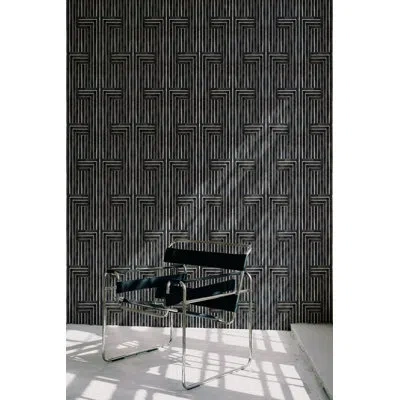 Mitchell Black Organic Chiselled 10' L X 24" W Peel And Stick Wallpaper Roll In Black;white