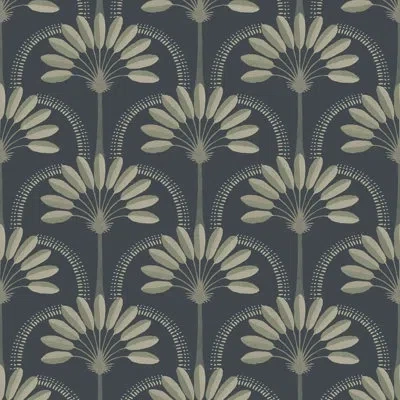 Mitchell Black Palm Arches - Wallpaper In Gold Night