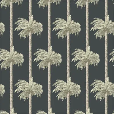 Mitchell Black Retro Tiki Palm Trees - Black Wallpaper In Green