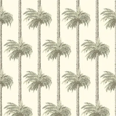 Mitchell Black Retro Tiki Palm Trees - Sunbleached Beige Wallpaper In Green;beige;yellow
