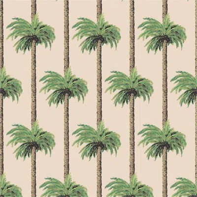Mitchell Black Retro Tiki Palm Trees - Tan Wallpaper In Green