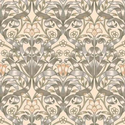 Mitchell Black Ribbon Lily - Wallpaper In Pale Peach