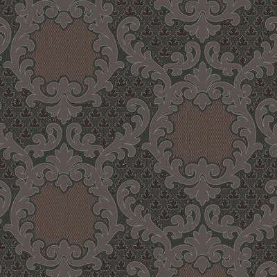 Mitchell Black Shadow Leaf Damask - Red Night Wallpaper In Multi