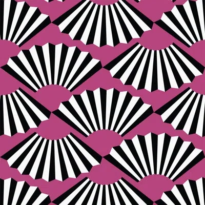 Mitchell Black Shanghai Fanning Out 10' L X 24" W Wallpaper Roll In Berry