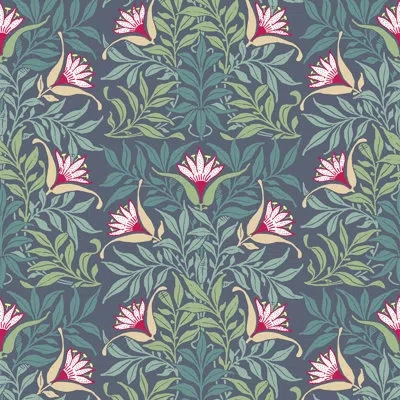 Mitchell Black Signature Flowervine 10' L X 24" W Wallpaper Roll In Blue