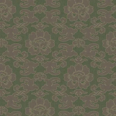 Mitchell Black Silken Poppy - Hunstman Green Wallpaper