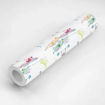 Mitchell Black Sports Toile 10' L X 24" W Peel And Stick Wallpaper Roll In White,pink,blue