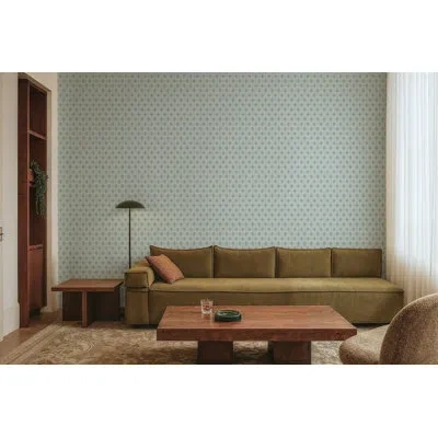 Mitchell Black Stone Lace - Champagne Blue Wallpaper In Green