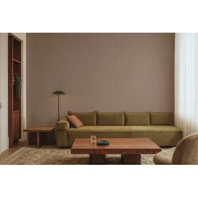 Mitchell Black Stone Lace - Red Clay Wallpaper