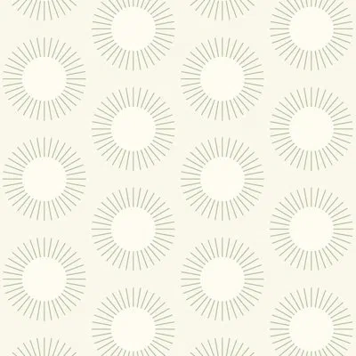 Mitchell Black Sunburst - Linen Wallpaper In White;cream;ivory