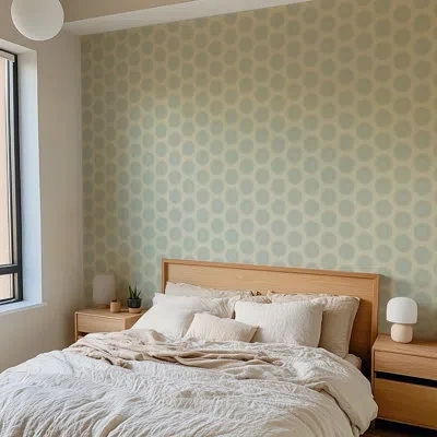 Mitchell Black Sunburst - Solar Blue Wallpaper In Cream;blue
